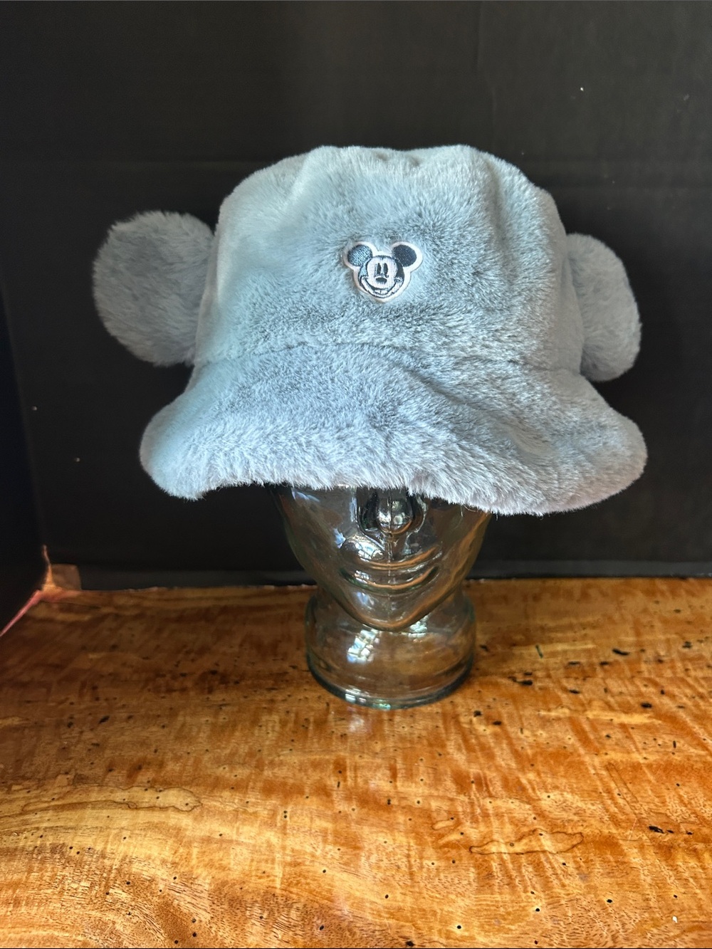Disney Lt Blue Faux Fur Mickey Ear Bucket Hat Tokyo Disney Resort